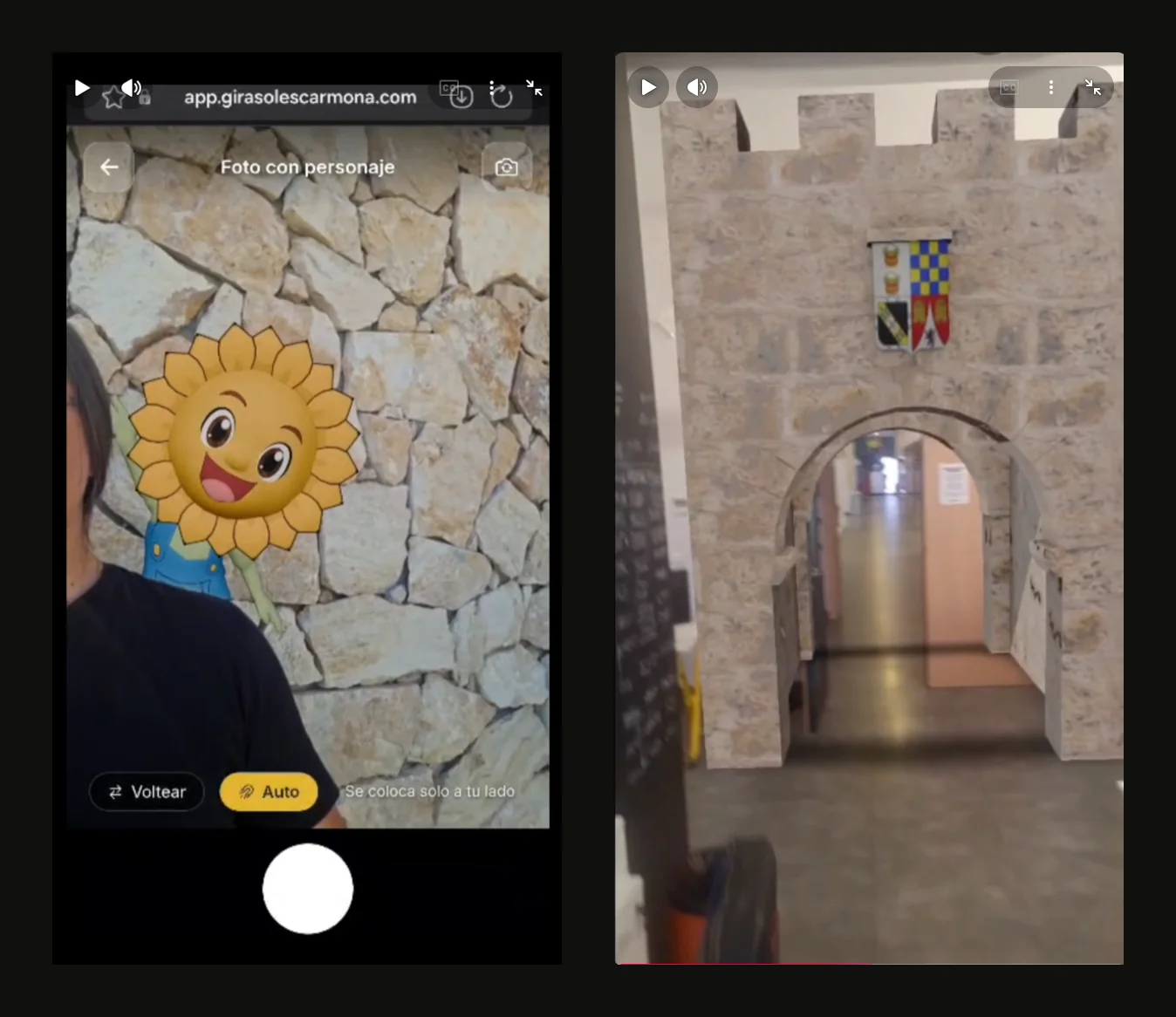 Aplicación de realidad aumentada: foto con la mascota Pipo en Carmona y reconstrucción en San Esteban de Gormaz