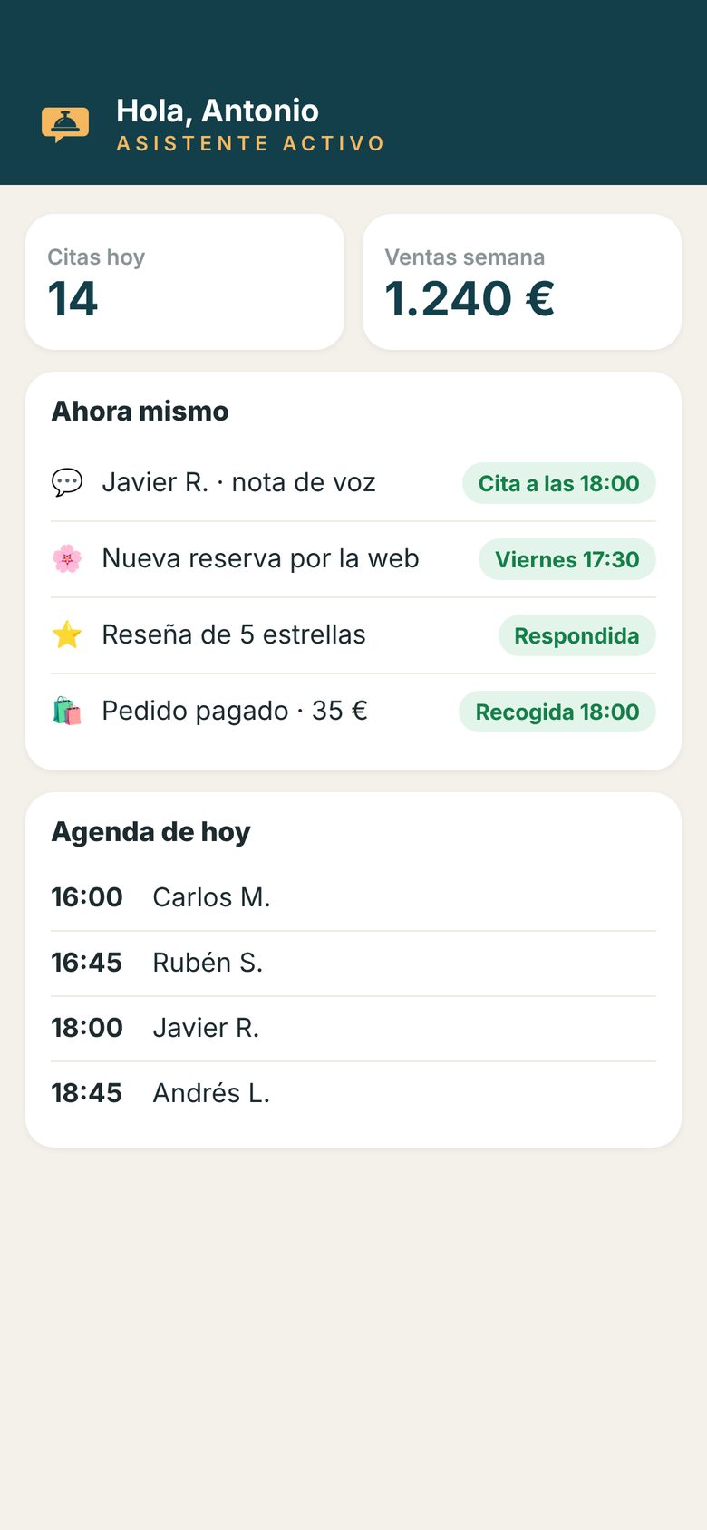 Panel de Mostrador Inteligente en el móvil